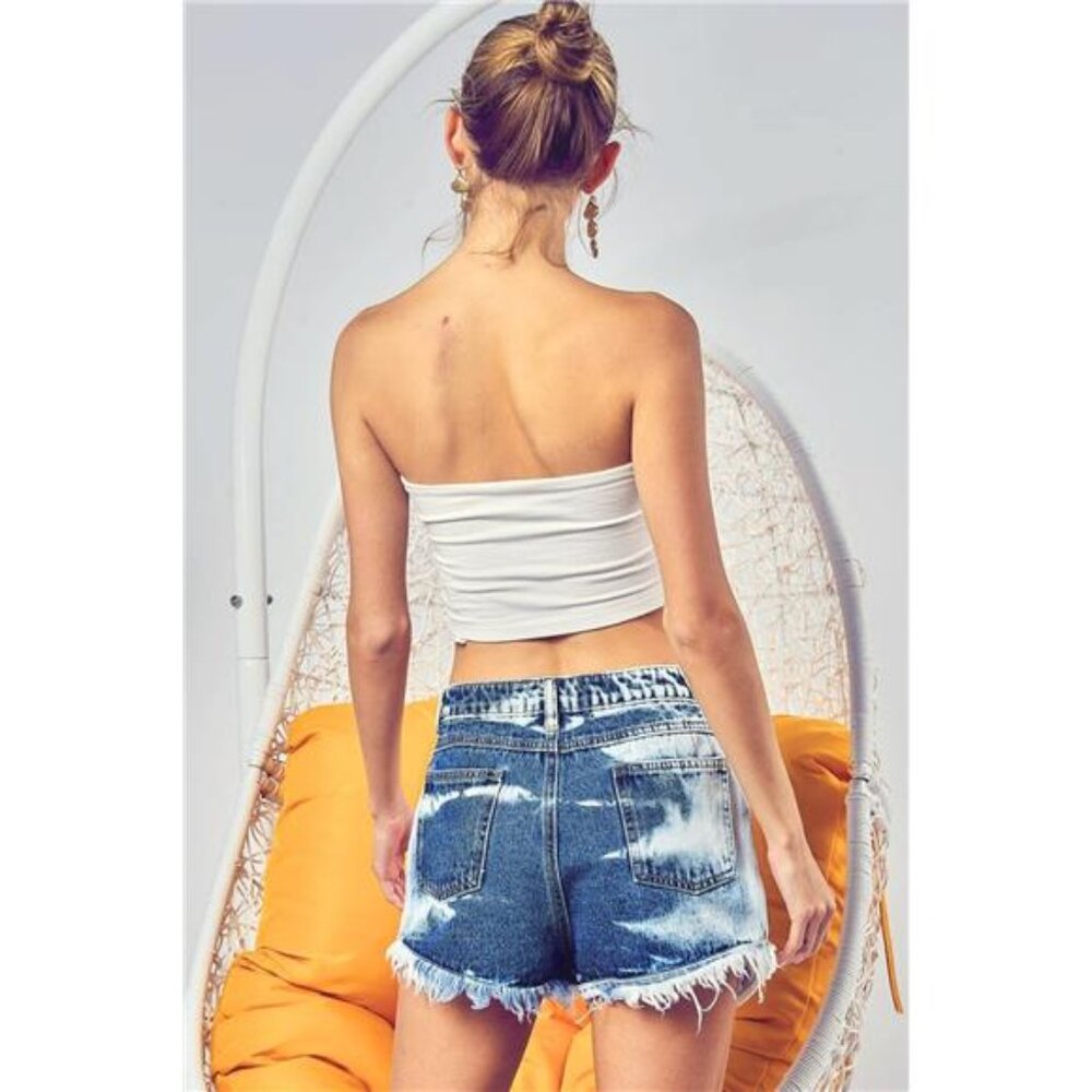 ⭐ NWT ⭐ BiBi Stars and Stripes Bleached Denim Shorts, Raw Hem, 4th of July - Picture 4 of 5